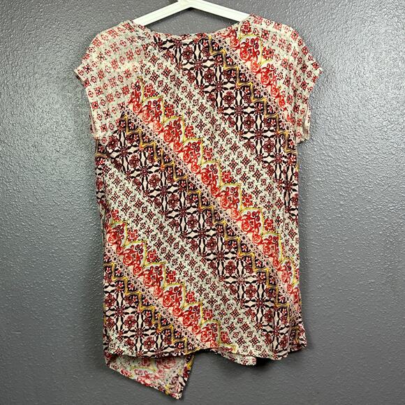 Sundance Womens Josette Linen Boho Top XS Asymmetrical Marrakesh Print - Picture 2 of 5